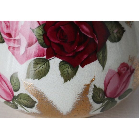 Vintage Arthur Wood England #4876 Red Pink Roses Gold Tea Party Teapot - Picture 4 of 6